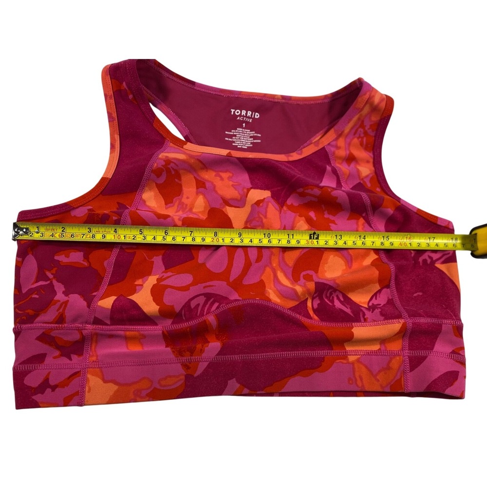 Torrid Active Sports Bra Size 1 Pink Orange Floral Racerback - Picture 7 of 10